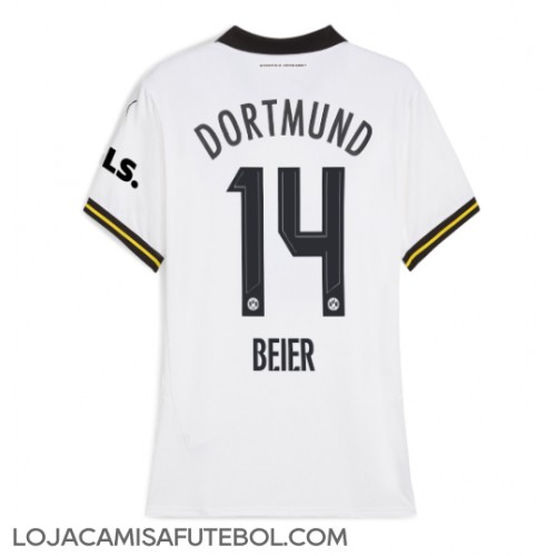 Camisa de Futebol Borussia Dortmund Maximilian Beier #14 Equipamento Alternativo Mulheres 2024-25 Manga Curta